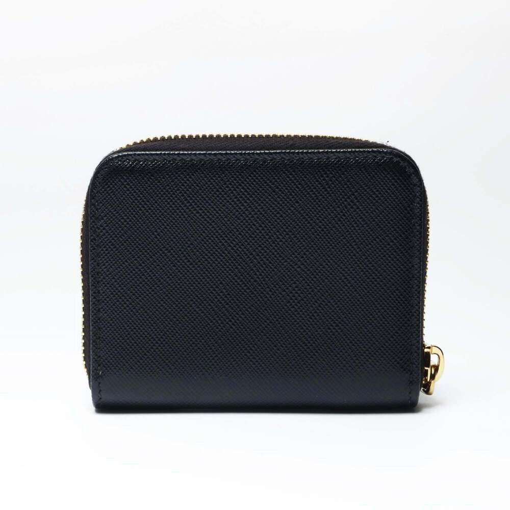 Prada Saffiano Leather Round Zip Wallet/Coin Case Compact Black - Picture 3 of 12